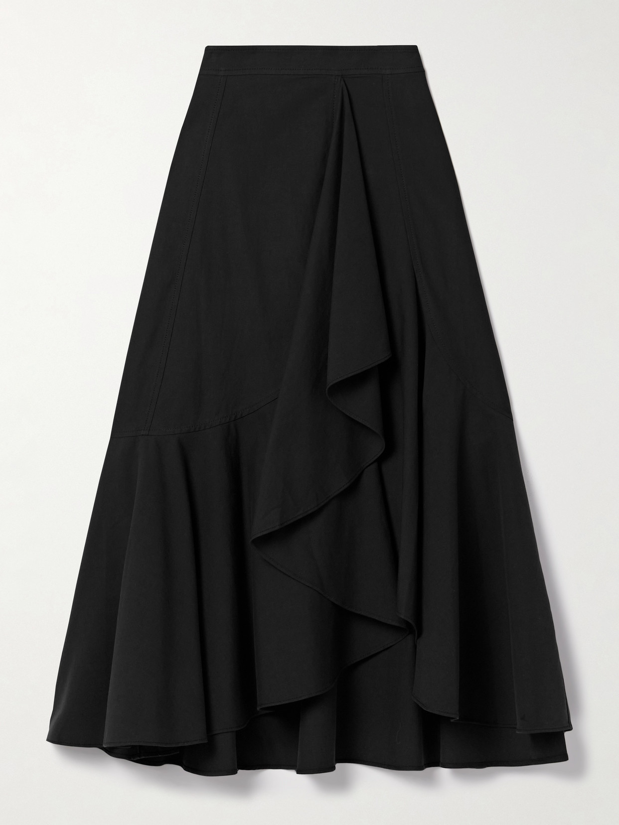 Ulla Johnson - Sabina Wrap-effect Draped Cotton And Tencel™-blend Twill Midi Skirt - Black