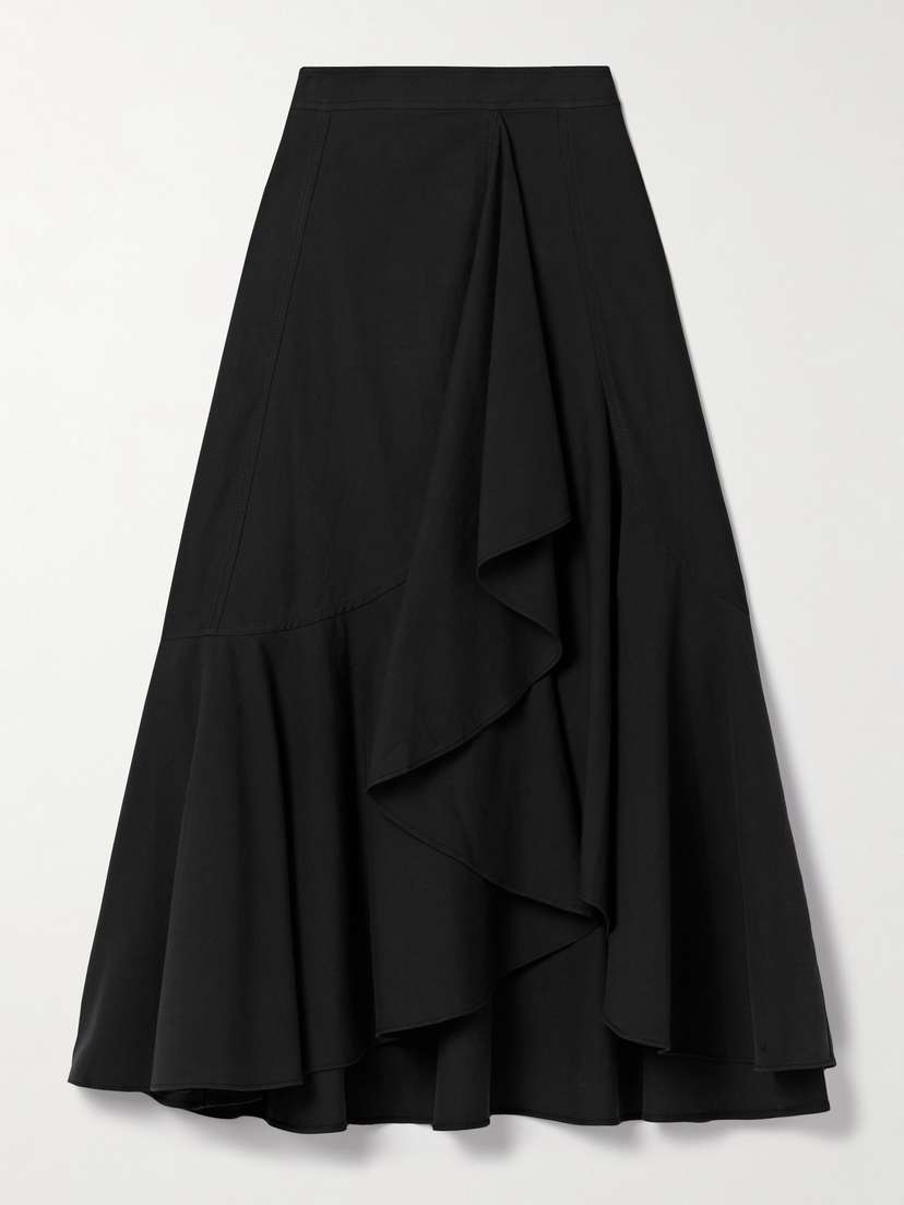 Ulla Johnson Sabina Wrap-effect Draped Cotton And Tencel™-blend Twill Midi Skirt