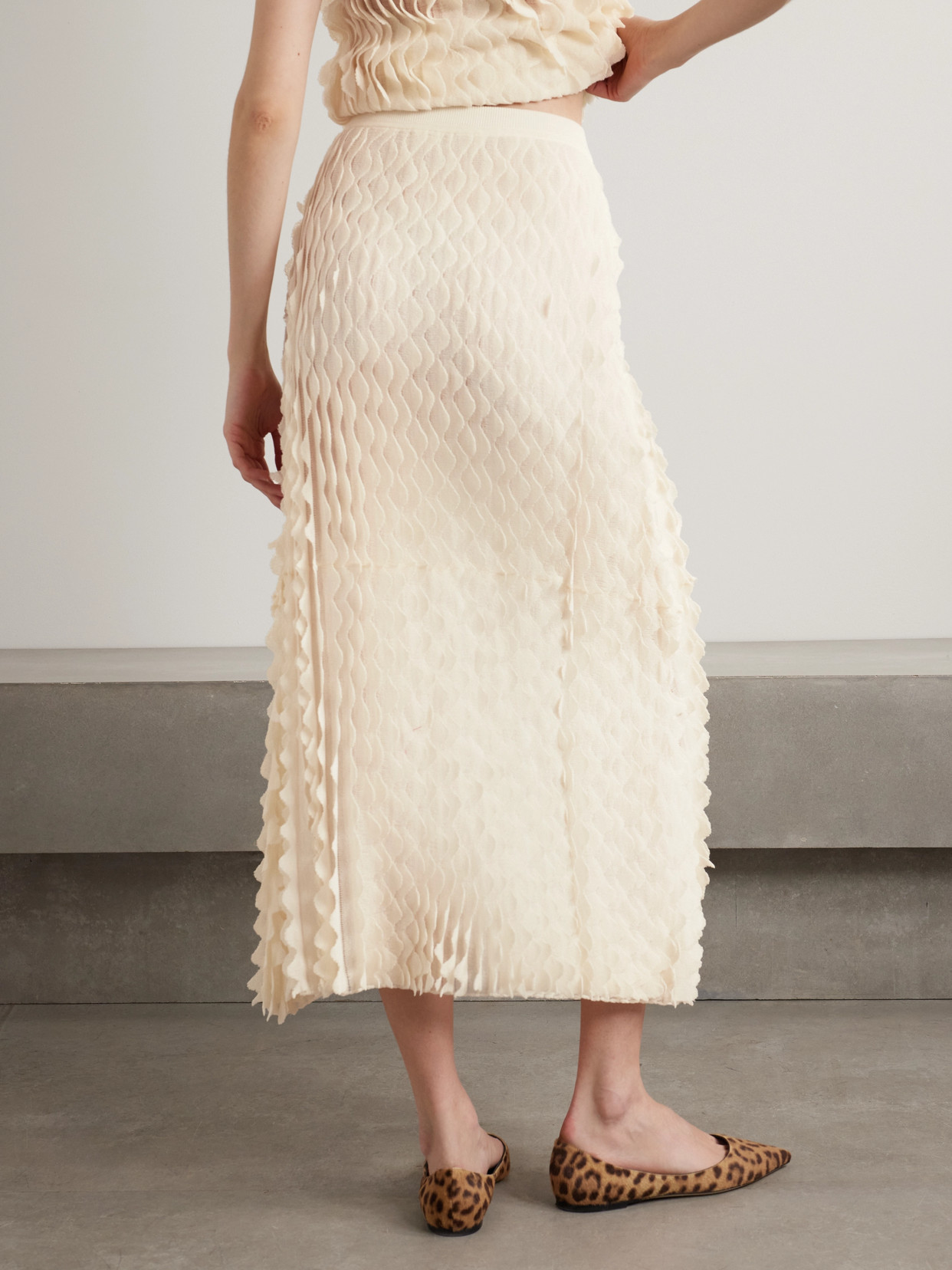 Ulla Johnson Willa Layered Scalloped Cotton-blend Midi Skirt In Neutrals