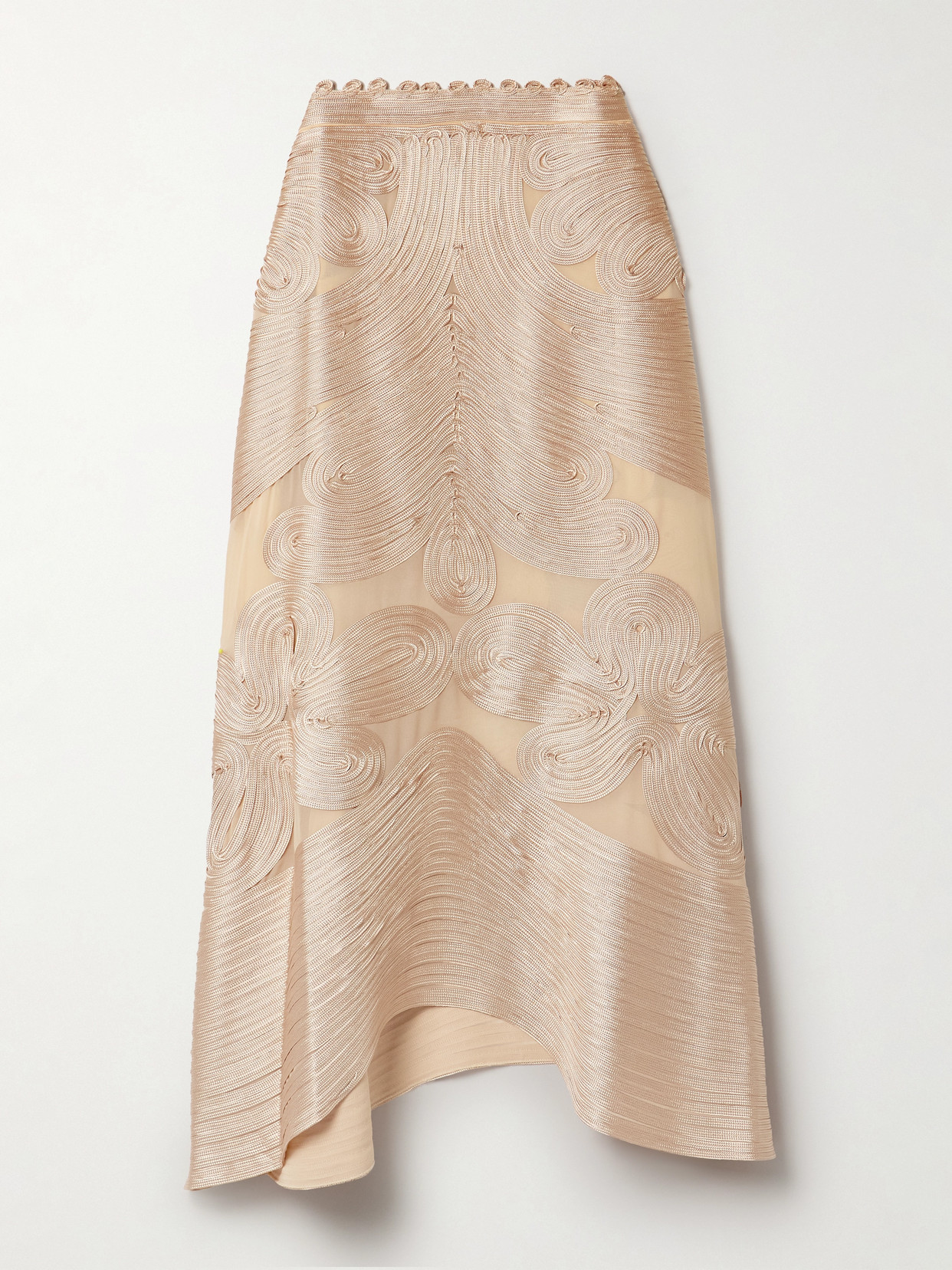 Shop Ulla Johnson Kaelyn Appliquéd Silk-chiffon Midi Skirt In Pink