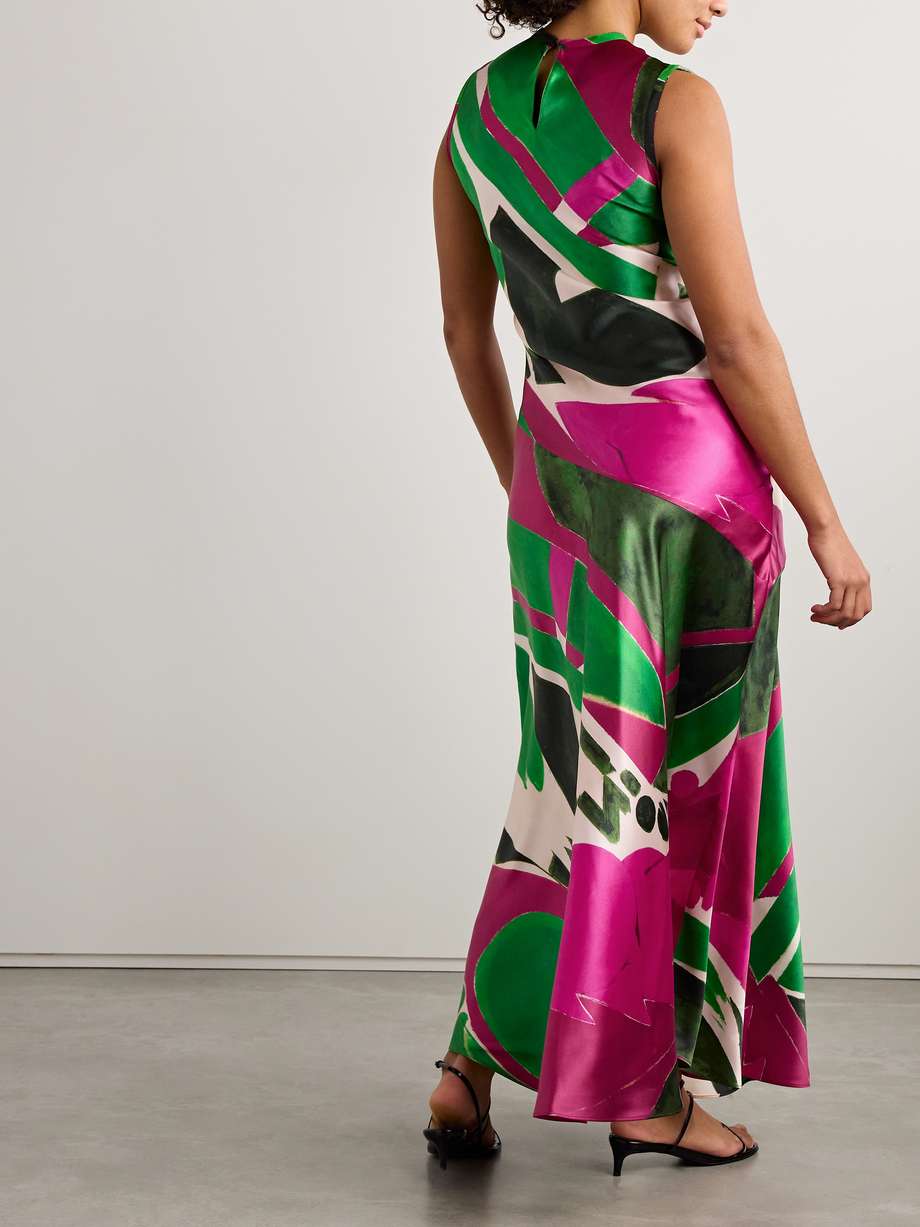 + lee krasner gaea printed silk-charmeuse maxi dress
