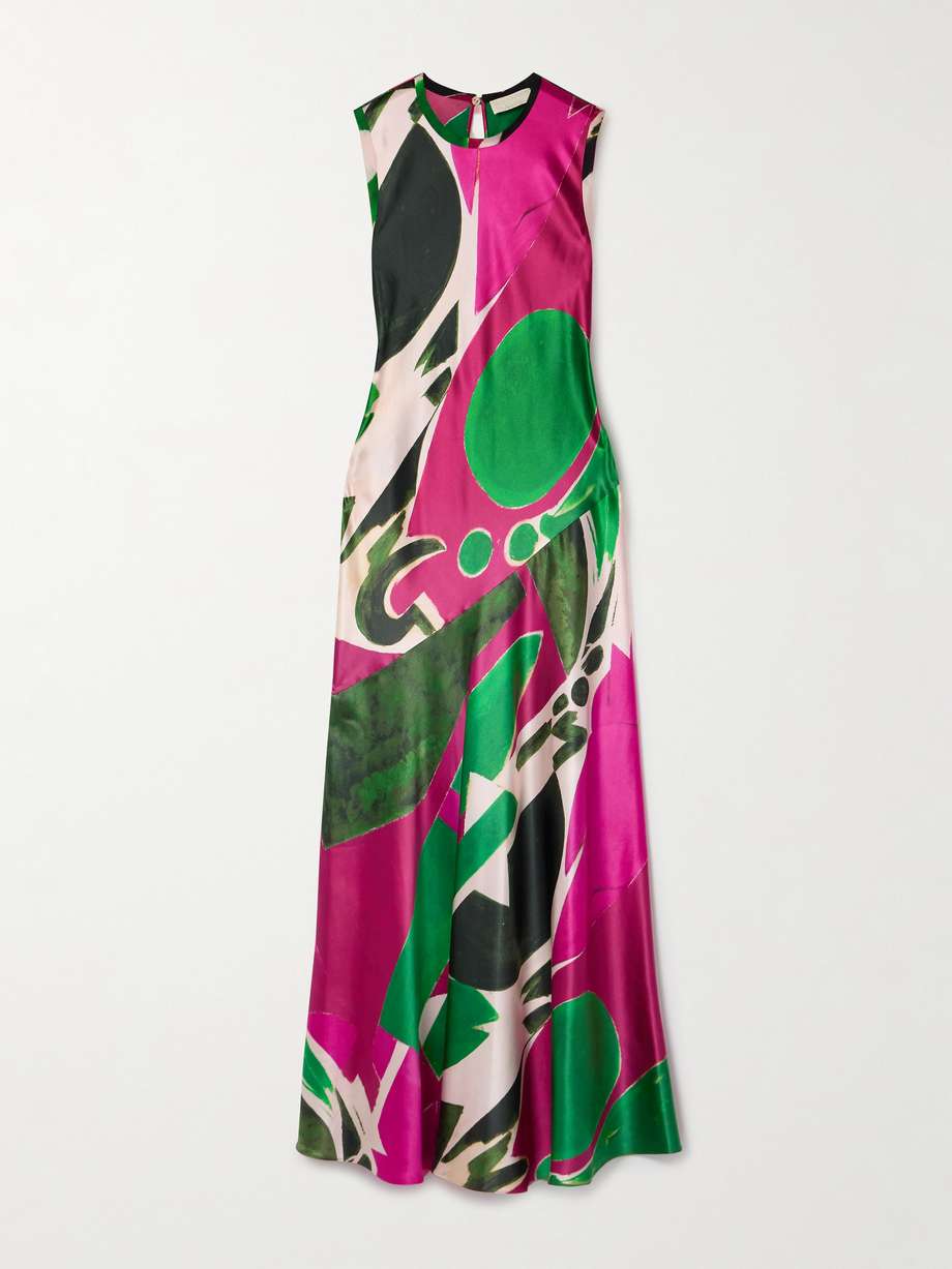+ lee krasner gaea printed silk-charmeuse maxi dress