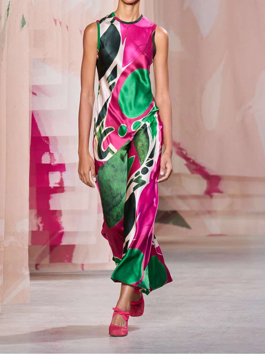 + lee krasner gaea printed silk-charmeuse maxi dress