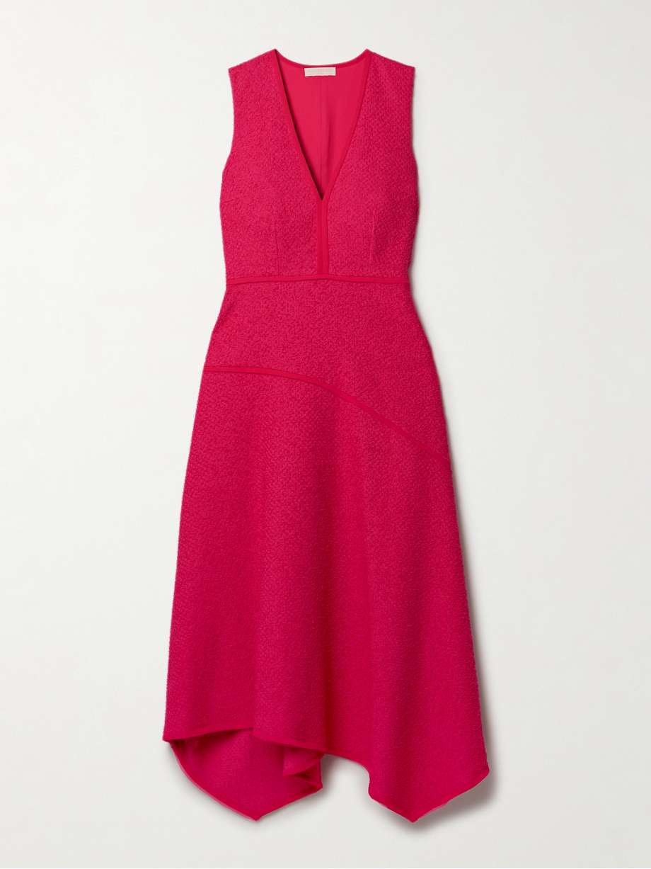 florence chiffon-trimmed cotton-blend tweed midi dress
