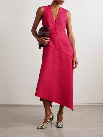Ulla Johnson Florence chiffon-trimmed cotton-blend tweed midi dress