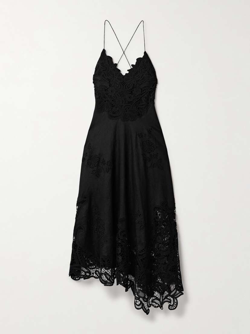 Ulla Johnson Brigitte Guipure Lace-paneled Linen Midi Dress