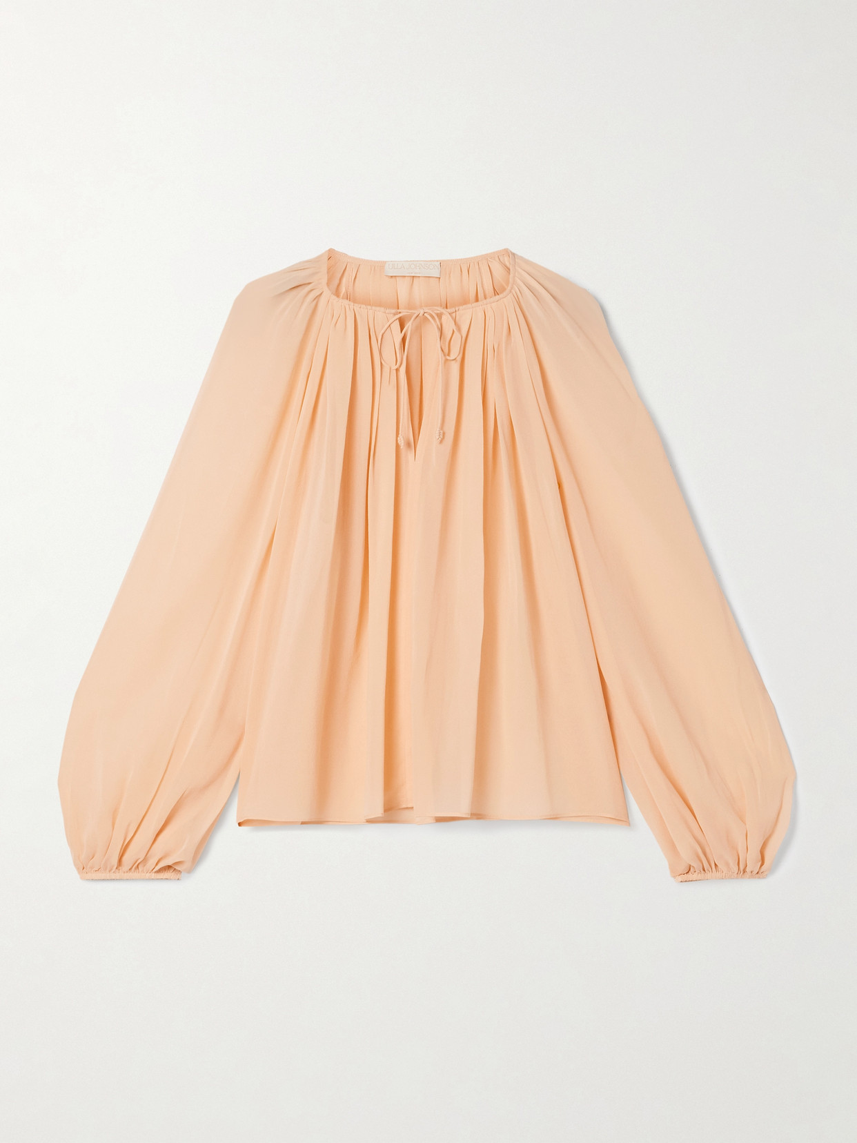Ulla Johnson Safa Gathered Silk Crepe De Chine Blouse In Orange