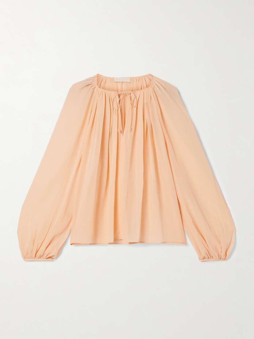 Ulla Johnson Safa Gathered Silk Crepe De Chine Blouse