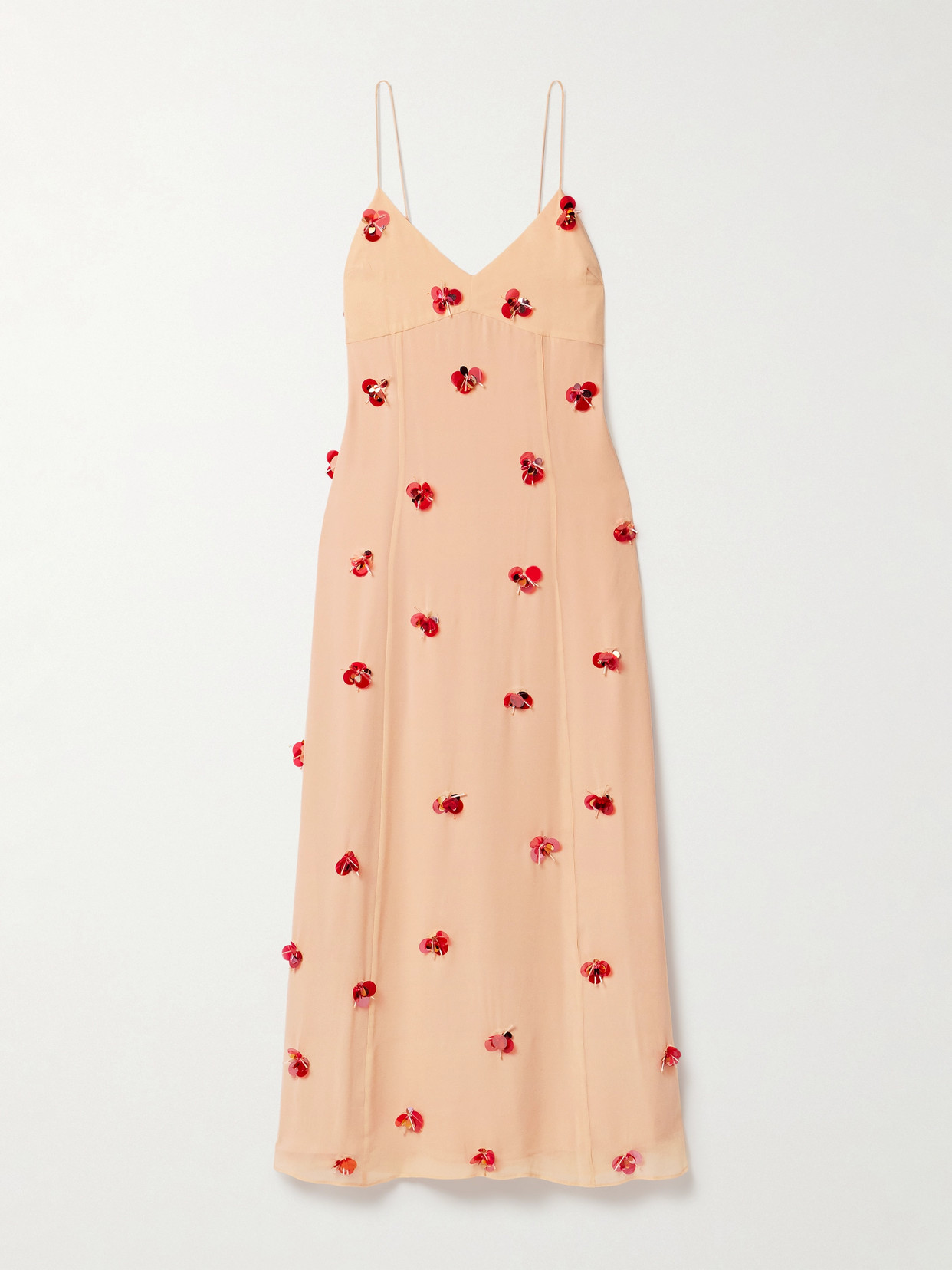 Ulla Johnson Eve Embellished Silk-chiffon Midi Dress In Orange