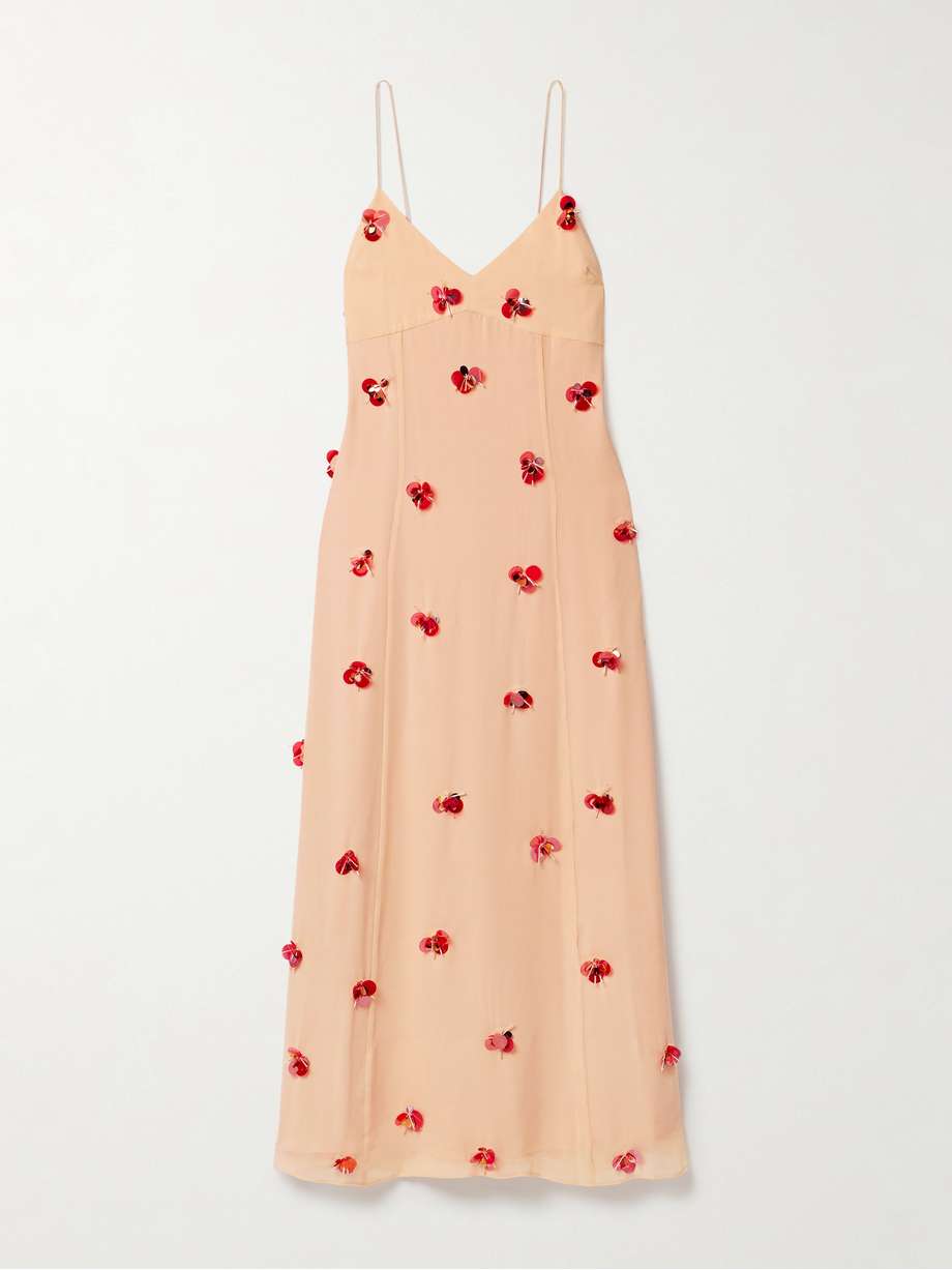 eve embellished silk-chiffon midi dress