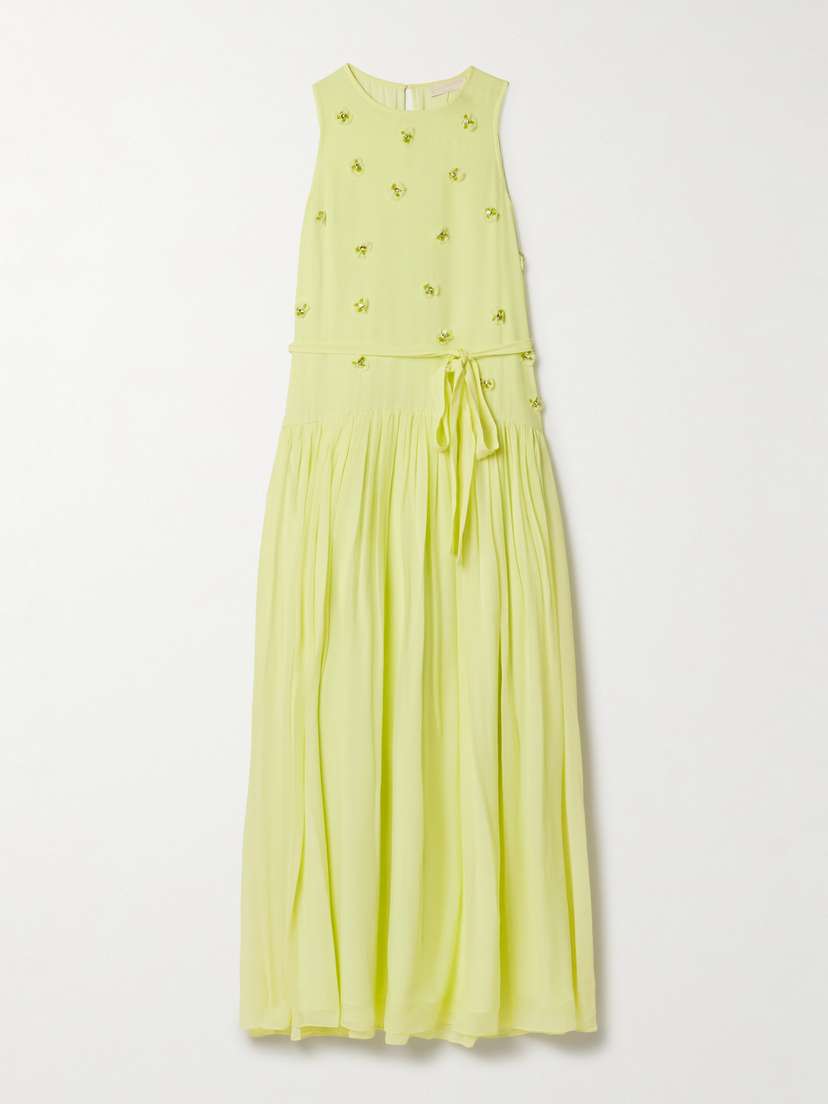 Ulla Johnson Eleni Belted Embellished Silk-georgette Maxi Dress