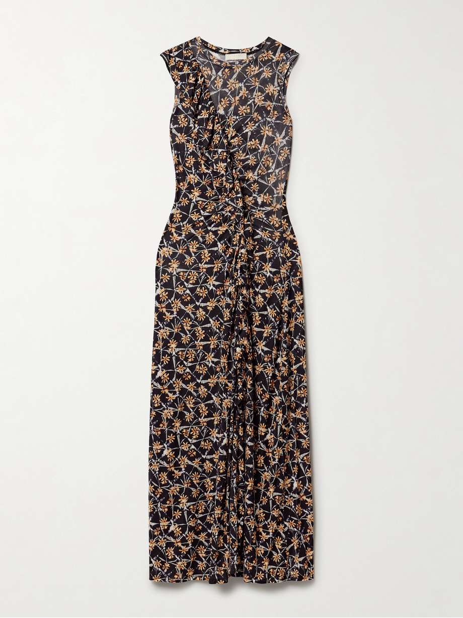 elise ruffled printed lyocell-jersey midi dress