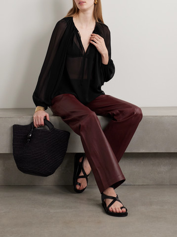 Ulla Johnson Safa gathered silk crepe de chine blouse