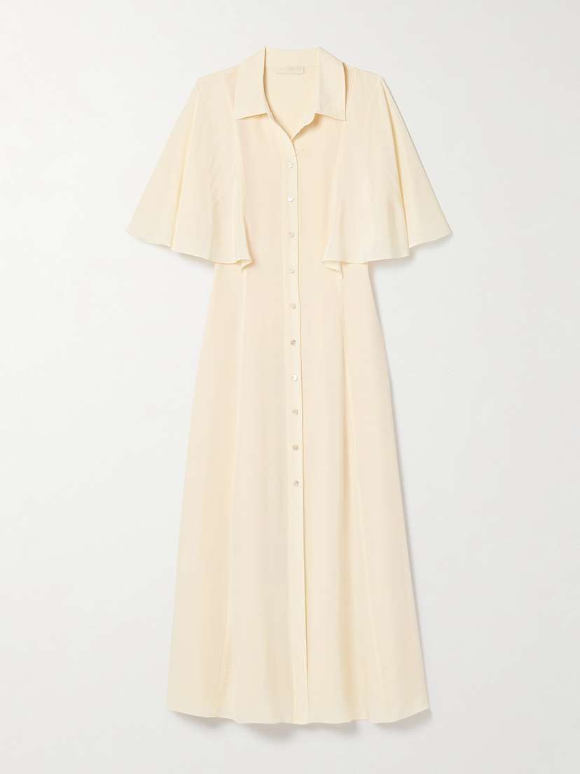 Ulla Johnson Silhouette Silk Crepe De Chine Midi Shirt Dress