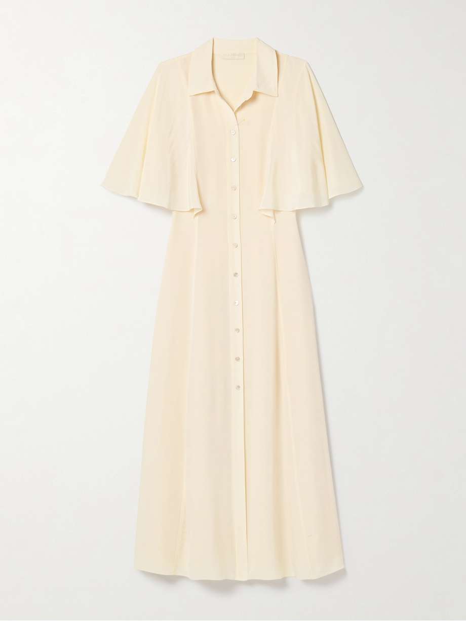 silhouette silk crepe de chine midi shirt dress