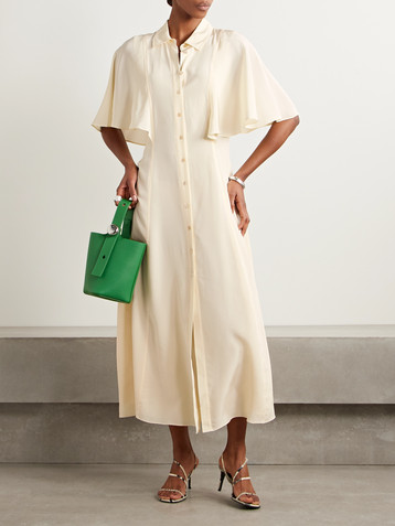 Ulla Johnson Silhouette silk crepe de chine midi shirt dress