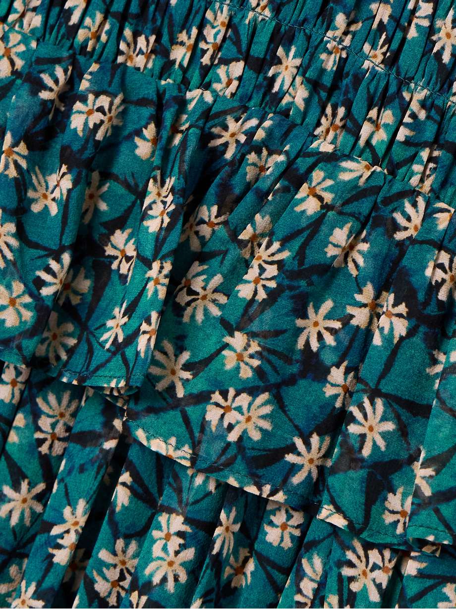 adeline shirred floral-print silk crepe de chine midi dress
