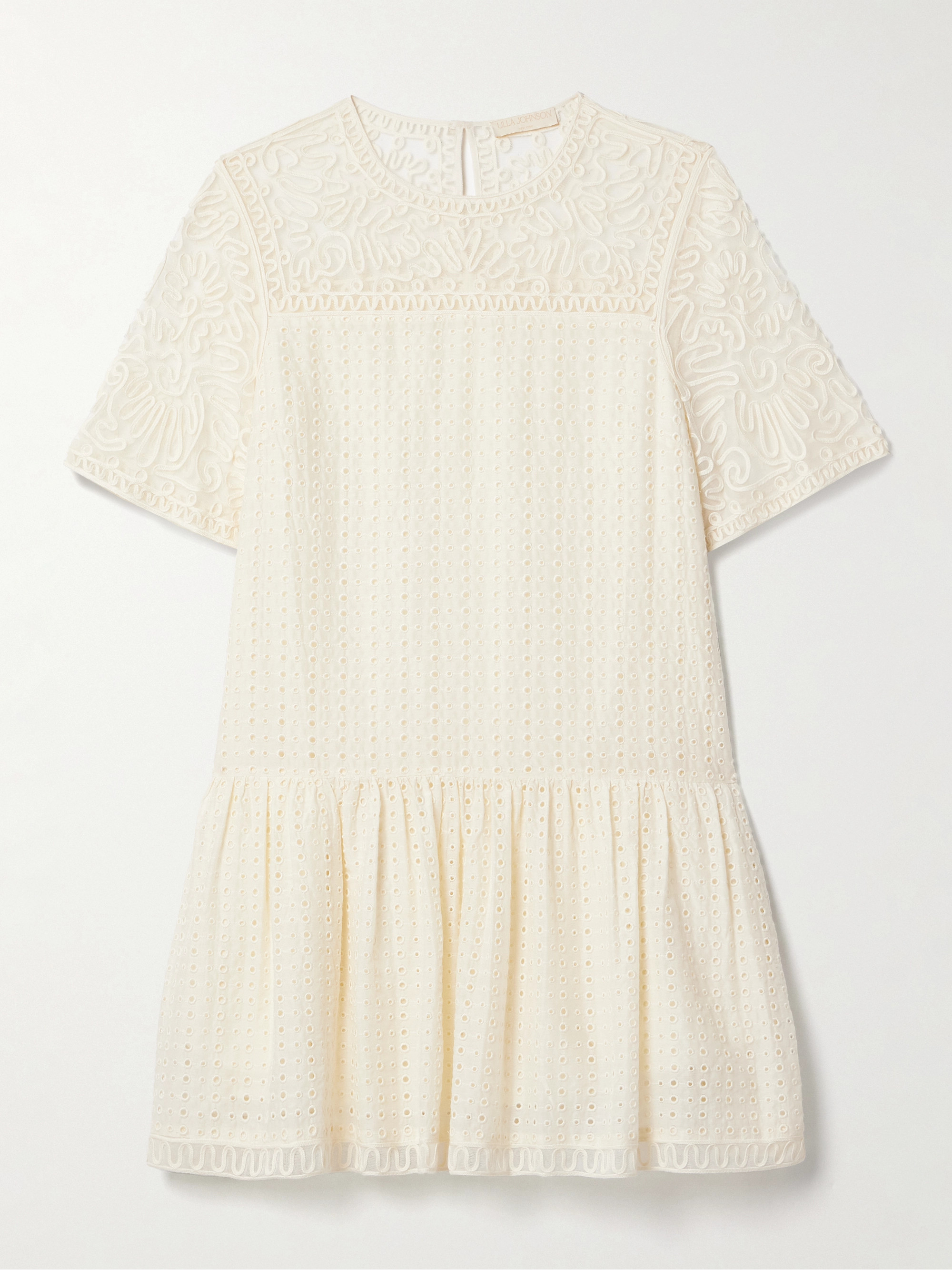 Ulla Johnson Gabi tulle-trimmed broderie anglaise cotton and silk-blend mini dress