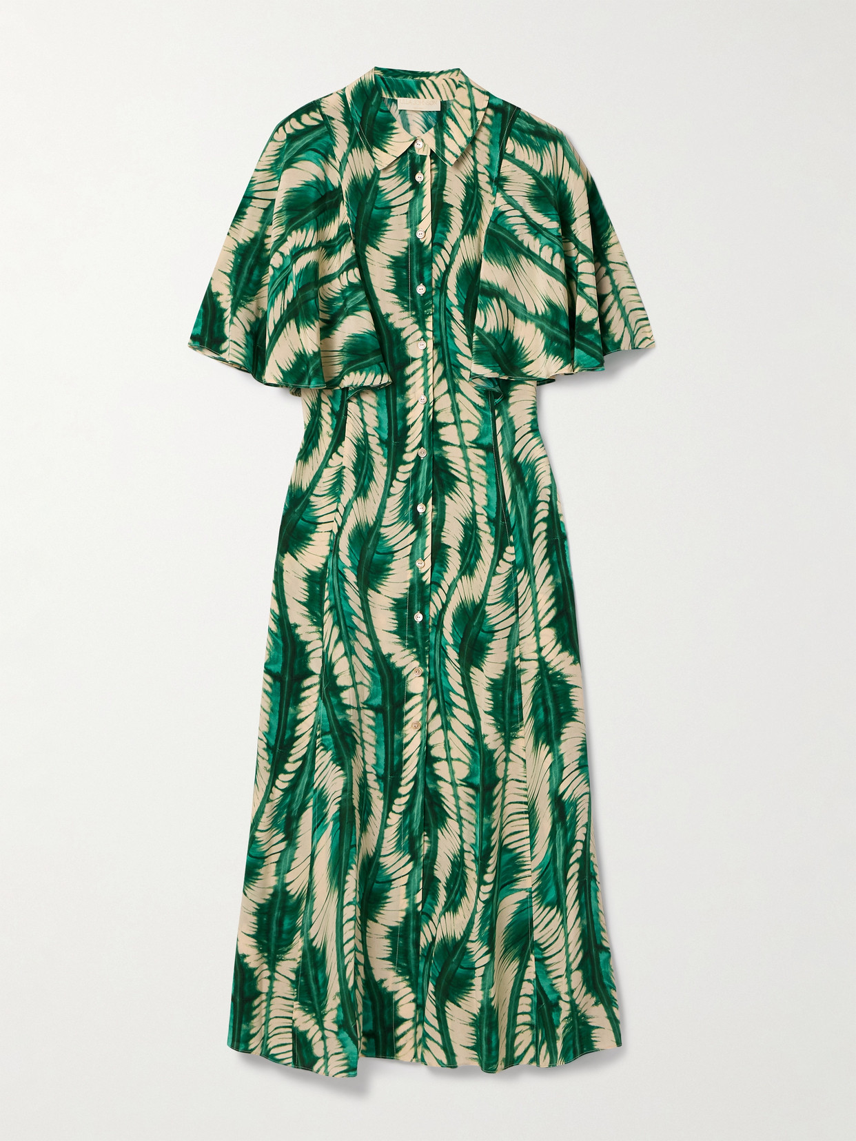Ulla Johnson - Silhouette Printed Silk Crepe De Chine Midi Shirt Dress - Green