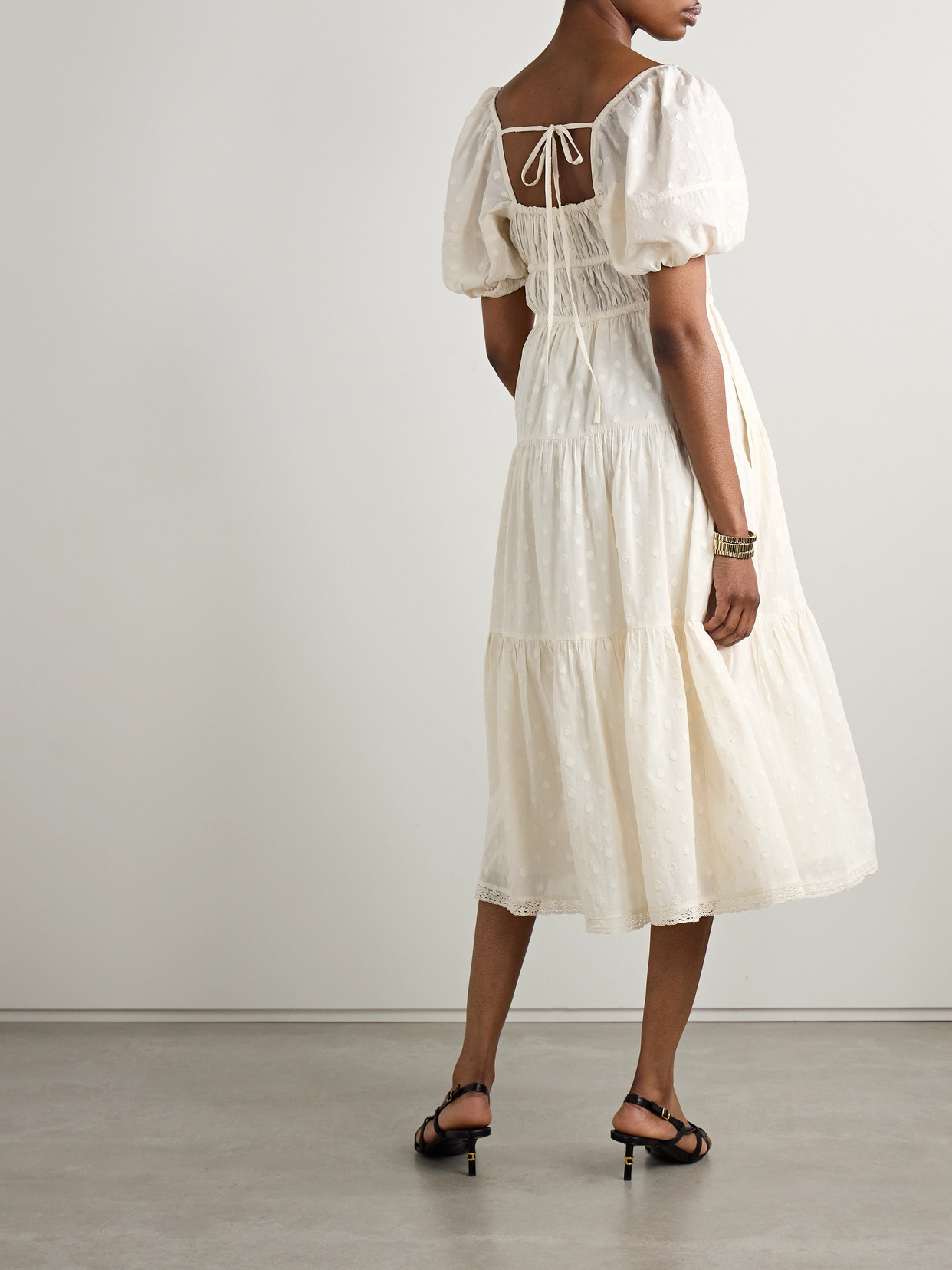 Ulla Johnson Palma Crochet-trimmed Fil Coupé Cotton-voile Midi Dress In Ivory