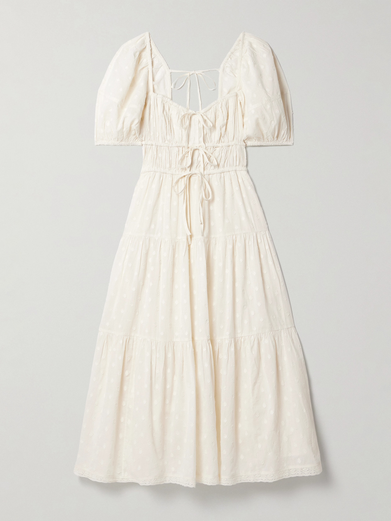 Ulla Johnson Palma Crochet-trimmed Fil Coupé Cotton-voile Midi Dress In Ivory