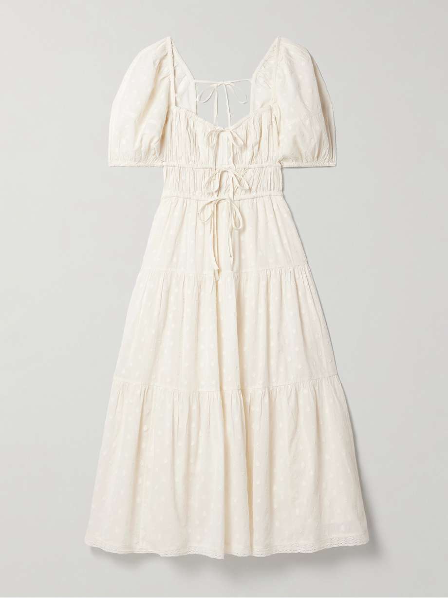 palma crochet-trimmed fil coupé cotton-voile midi dress