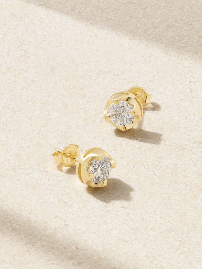 Jennifer Meyer Large Illusion 18-karat Gold Diamond Earrings