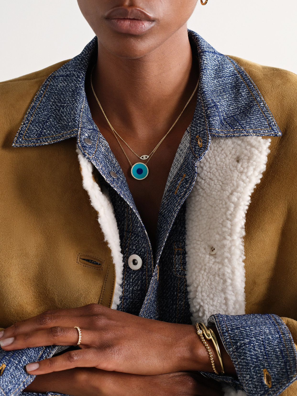 Jennifer Meyer Evil Eye 18-karat Gold Multi-stone Necklace In Blue