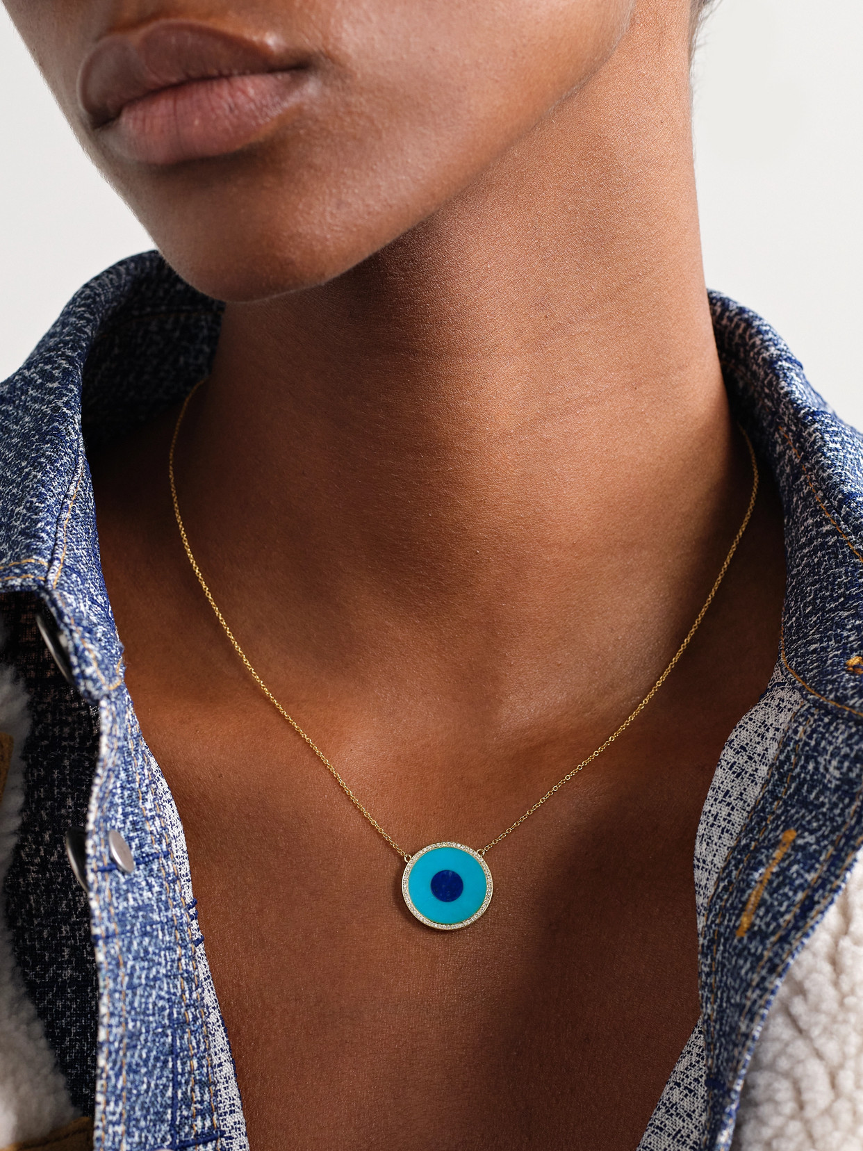 Jennifer Meyer Evil Eye 18-karat Gold Multi-stone Necklace In Blue