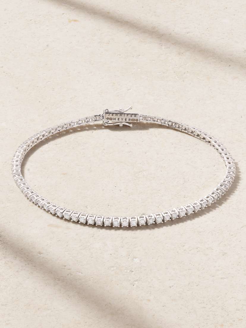 Jennifer Meyer 4-prong Small 18-karat White Gold Diamond Tennis Bracelet
