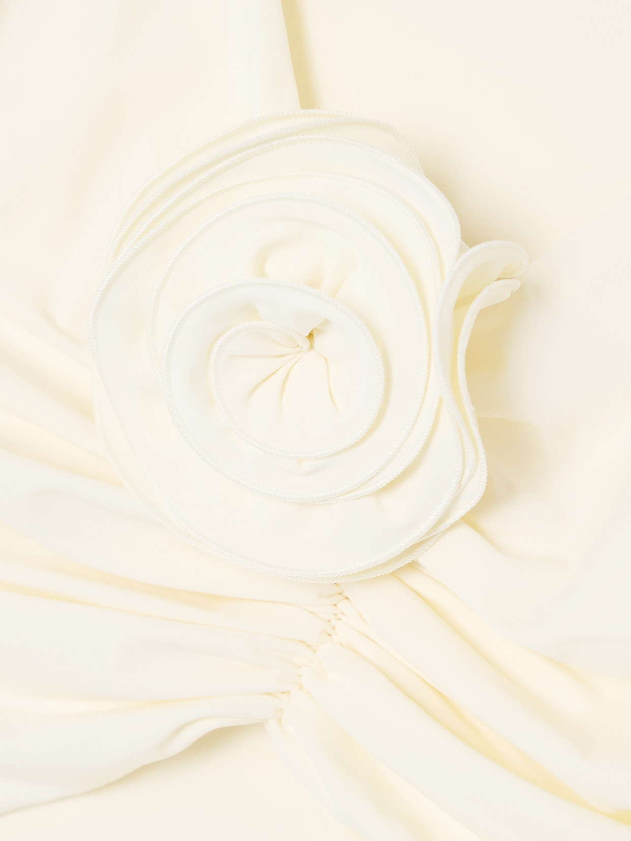 Shop Magda Butrym Appliquéd Ruched Bikini Top In Cream