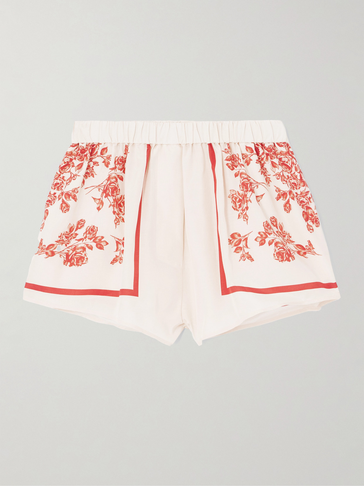 Magda Butrym Floral-print Silk And Cotton-blend Voile Shorts In Neutrals
