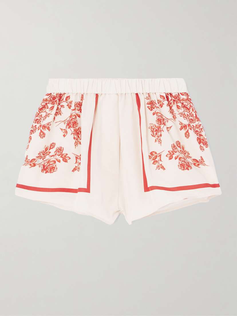 Magda Butrym Floral-print Silk And Cotton-blend Voile Shorts