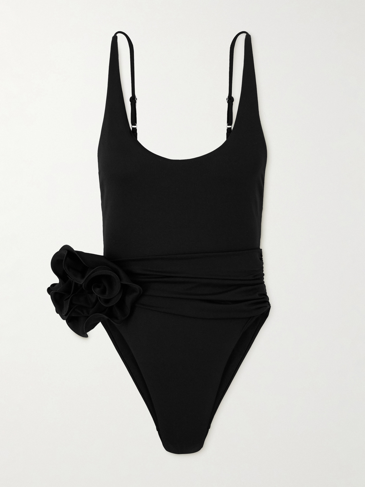 Magda Butrym One-piece Swimsuit With Applied Flower In Black