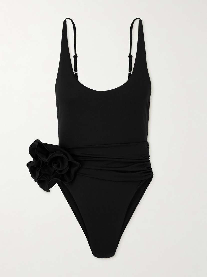 Magda Butrym Appliquéd Ruched Swimsuit