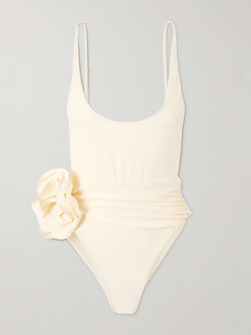 Magda Butrym Appliquéd Ruched Swimsuit