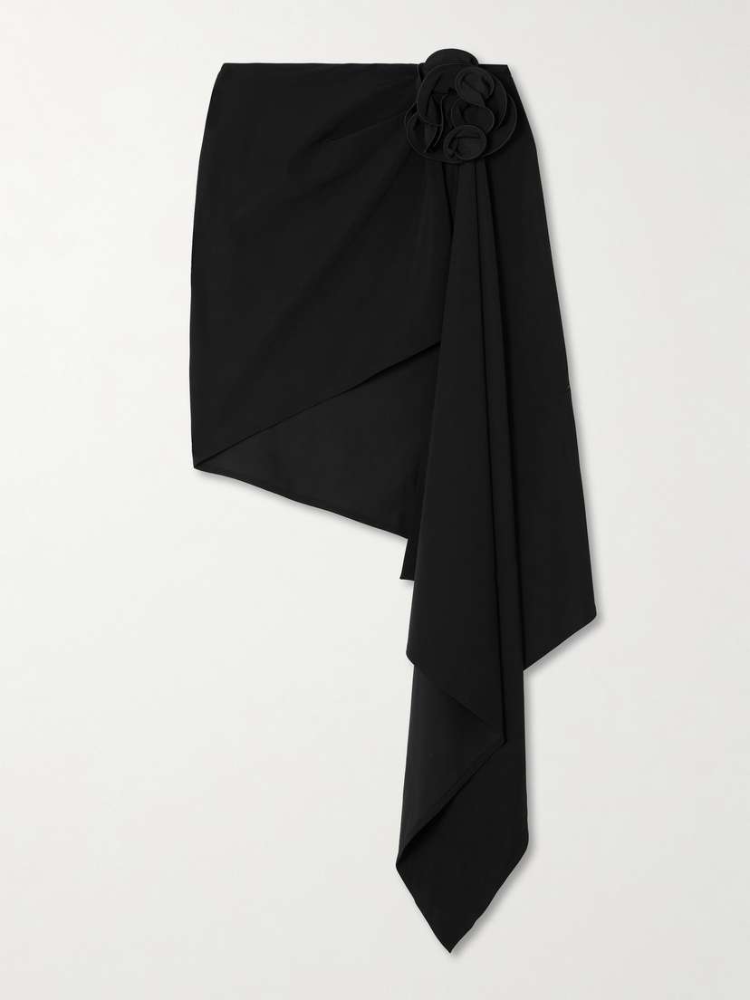 Magda Butrym Asymmetric Appliquéd Draped Skirt