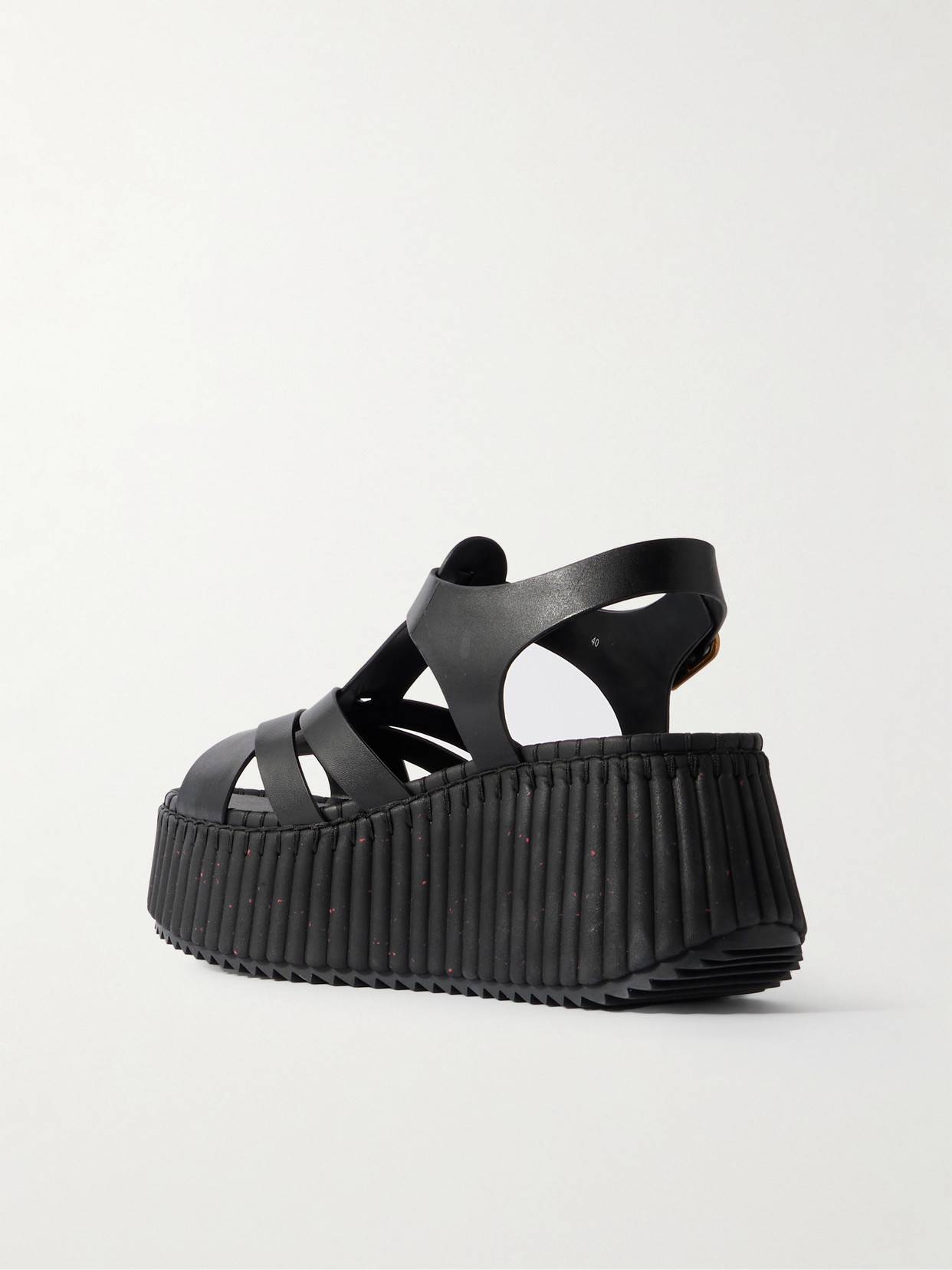 Chloé Leather Strappy Platform Wedge Sandals