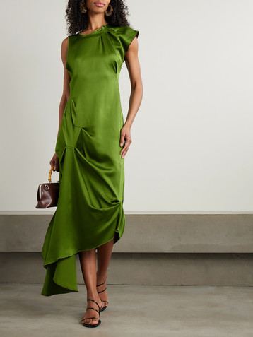 Victoria Beckham Asymmetric draped satin midi dress