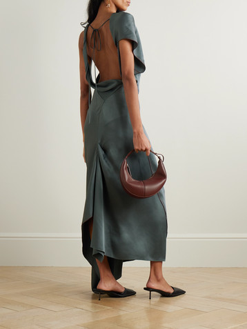 Victoria Beckham Asymmetric draped satin midi dress