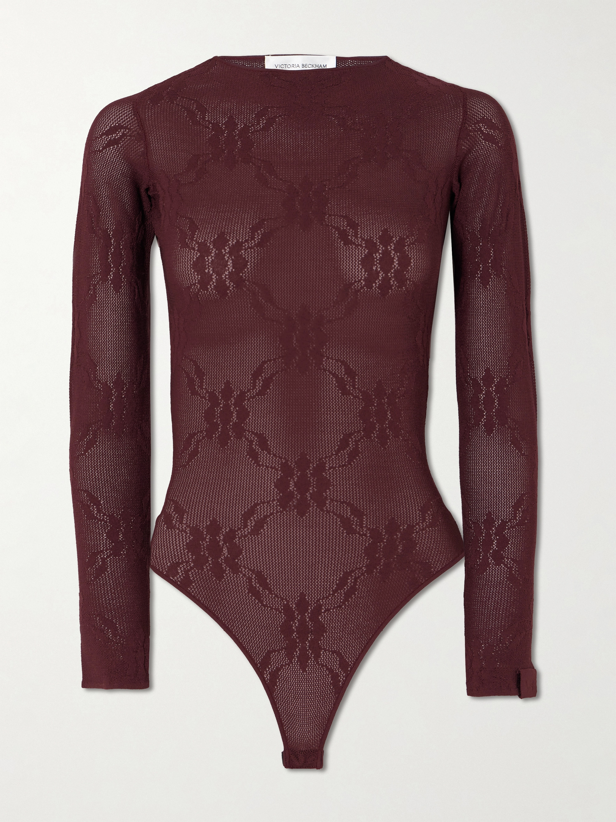 Victoria Beckham Open-back embroidered open-knit bodysuit thumbnail