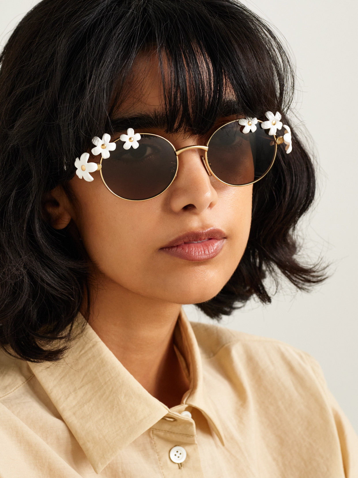 Loewe Daisy Field Round-frame Metal Sunglasses