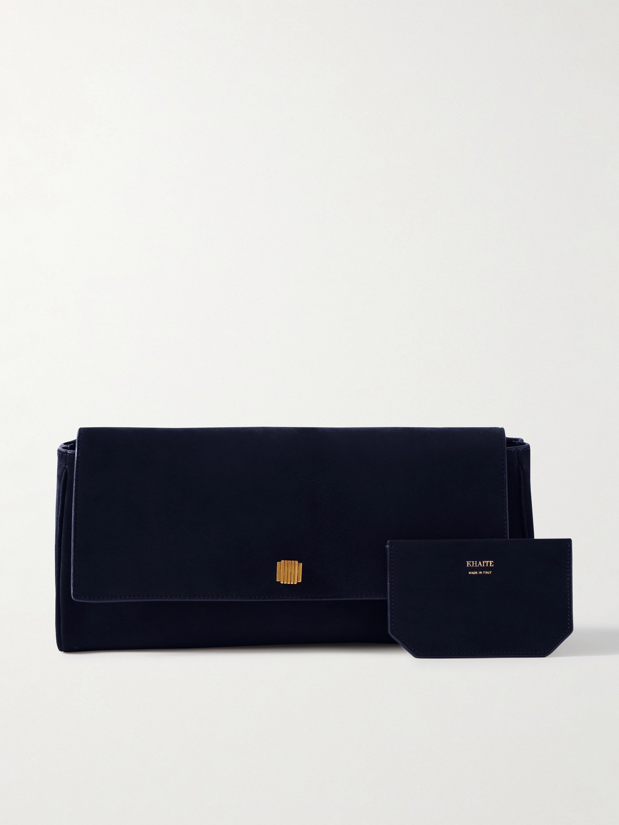 Shop Khaite Audrey Suede Clutch In Blue