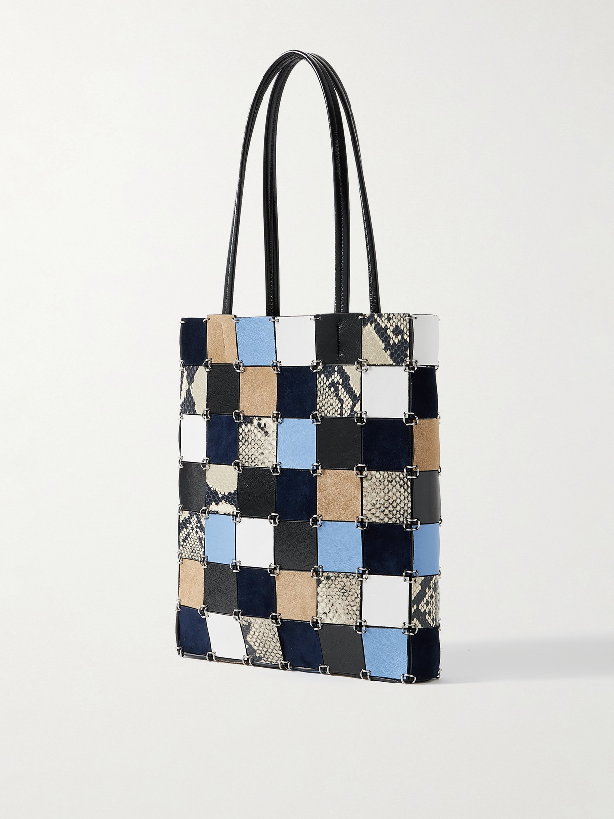 Khaite Emma Embellished Paneled Leather And Suede Shoulder Bag In Multi