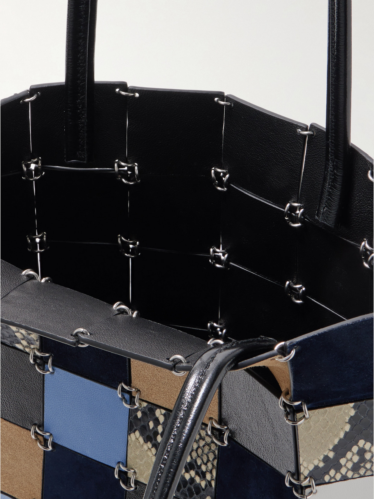 Khaite Emma Embellished Paneled Leather And Suede Shoulder Bag In Multi