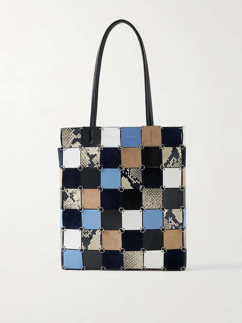 Khaite Emma Embellished Paneled Leather And Suede Shoulder Bag