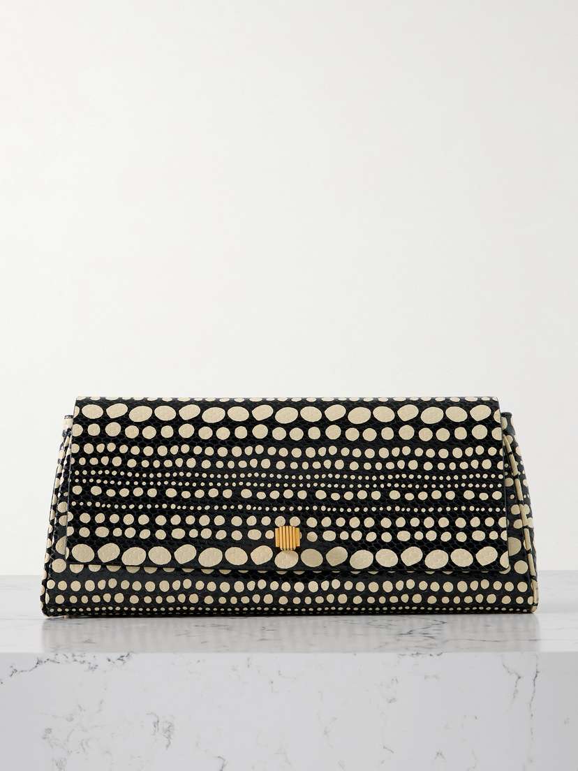 Khaite Audrey Polka-dot Snake-effect Leather Clutch