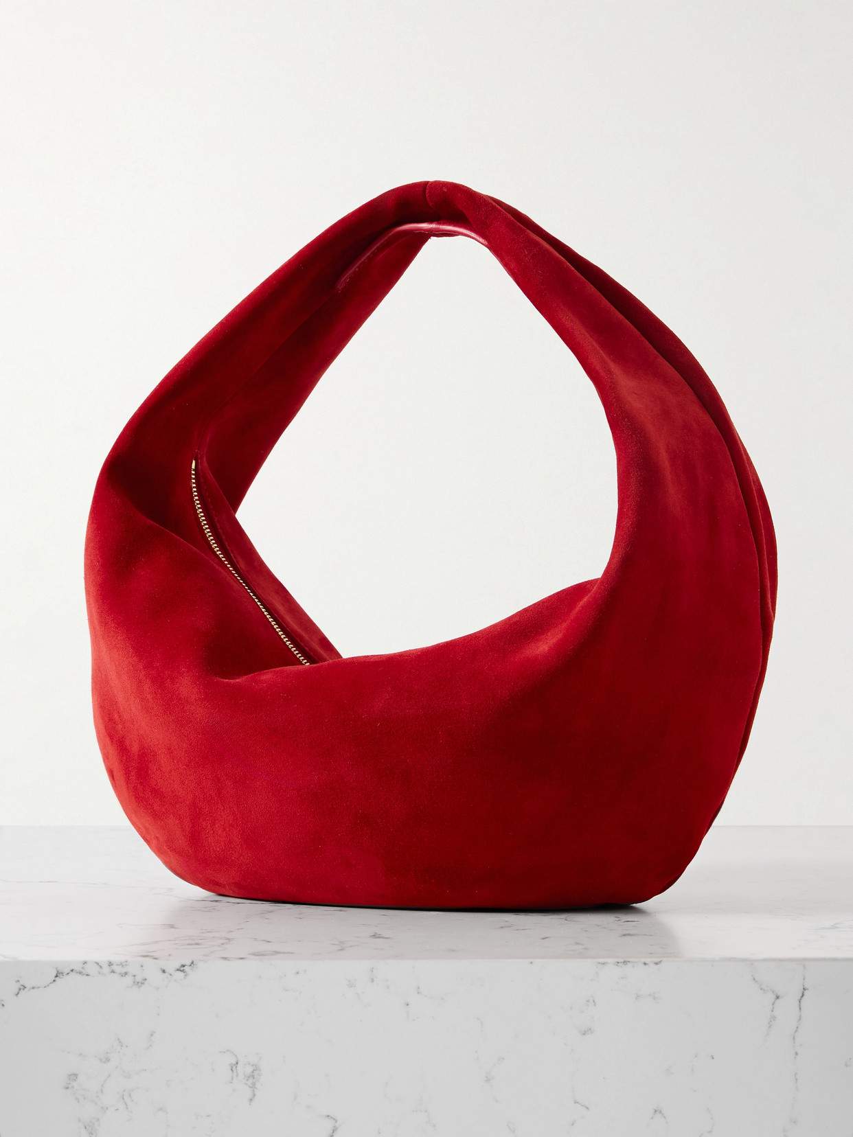 Khaite Olivia Medium Suede Tote In Red