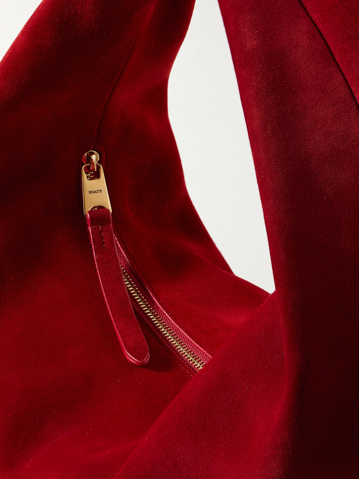 Khaite Olivia Medium Suede Tote In Red