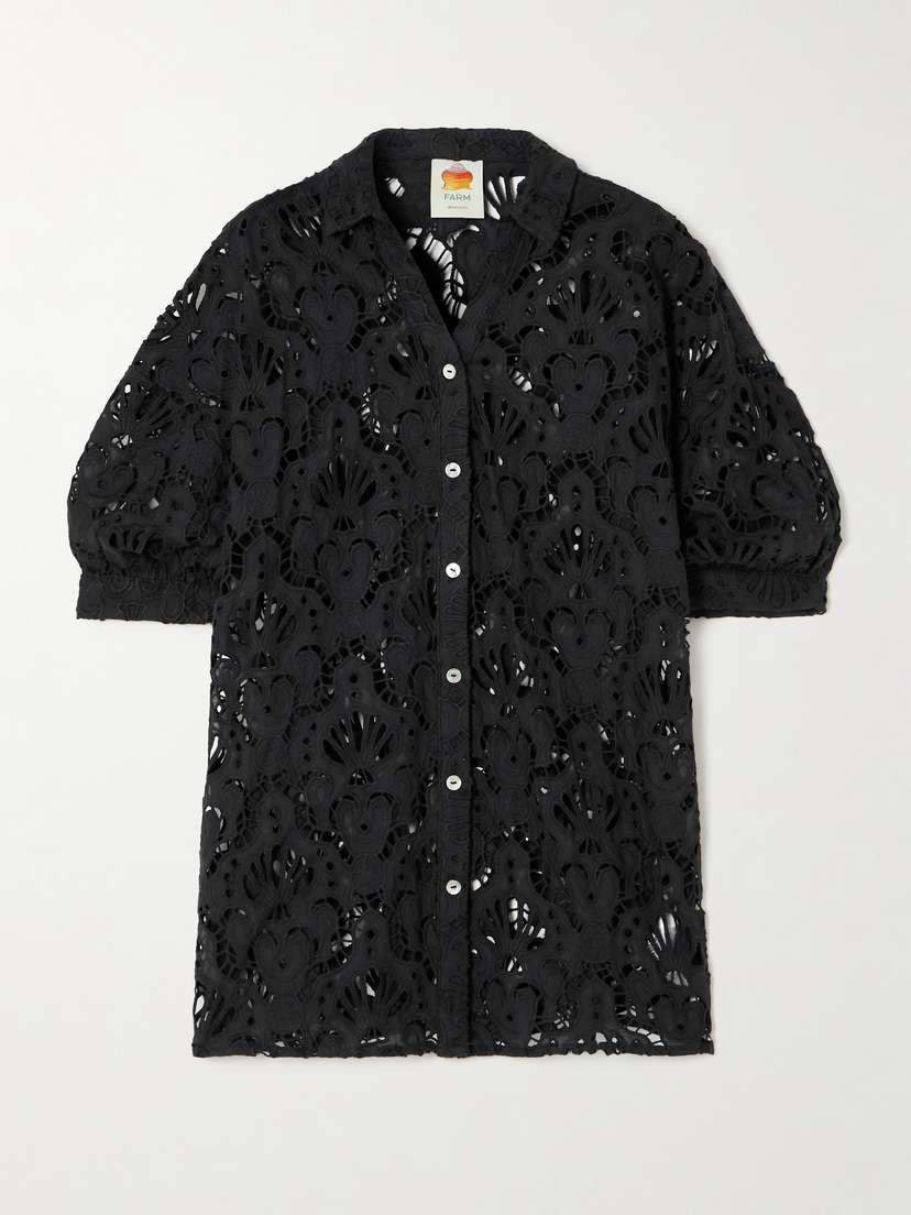 Farm Rio Seashell Broderie Anglaise Cotton Shirt - xx small